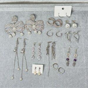 Elegant Silver and Pearl earrings Set